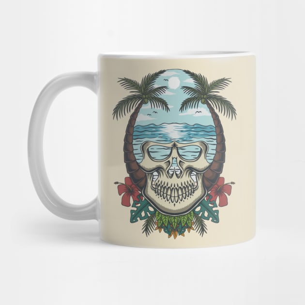 Skull Beach Tropical Abstract by Mako Design 